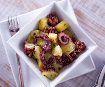 Salade tiède de poulpe et pommes de terre