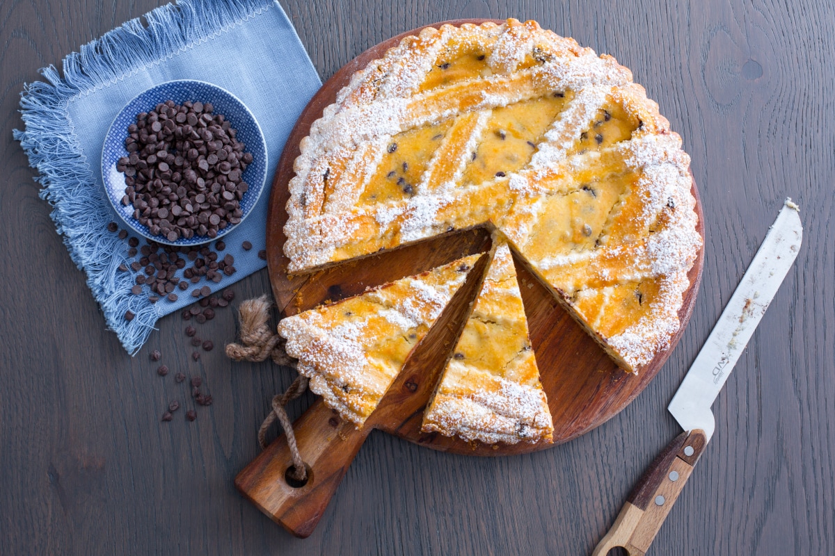 Tarte avec mascarpone et pépites de chocolat