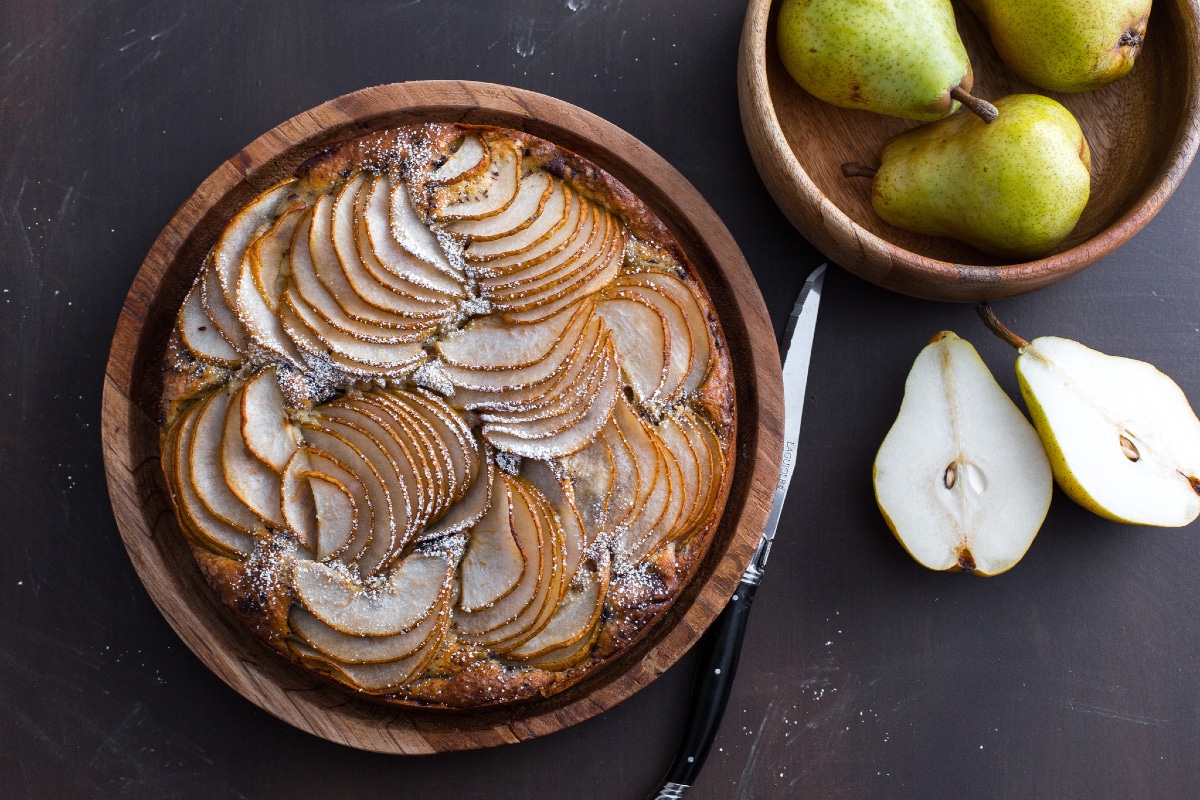 Tarte à la ricotta, poires et chocolat