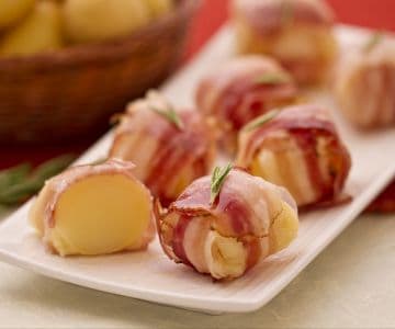 Bouchées de pommes de terre, fromage et lard