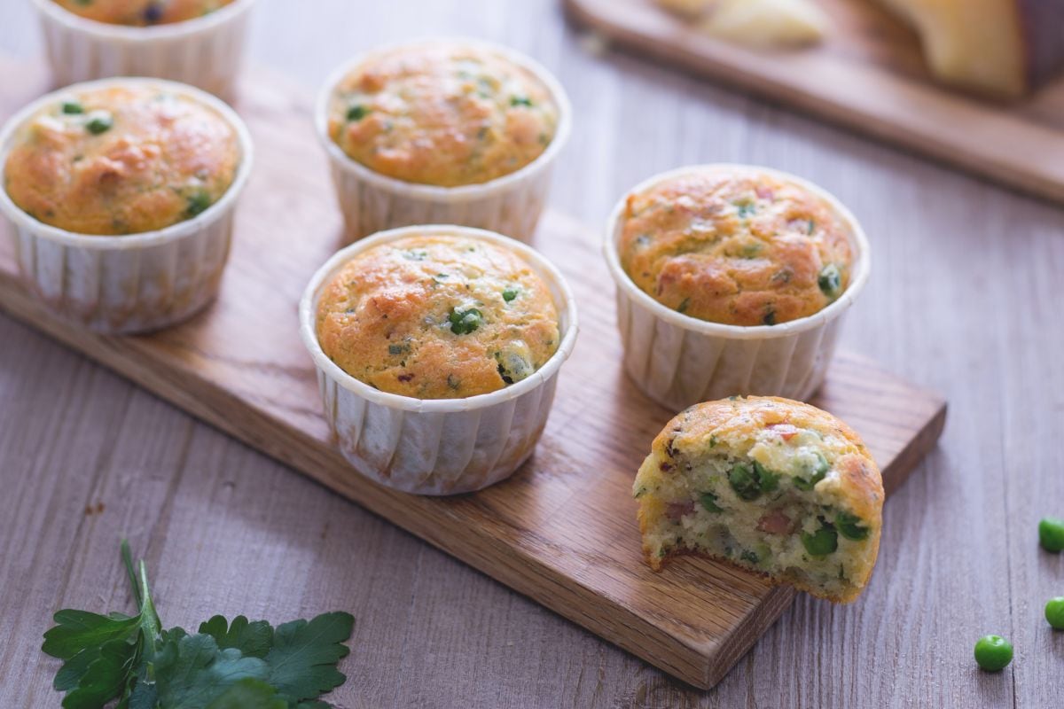 Muffins salés aux petits pois et jambon